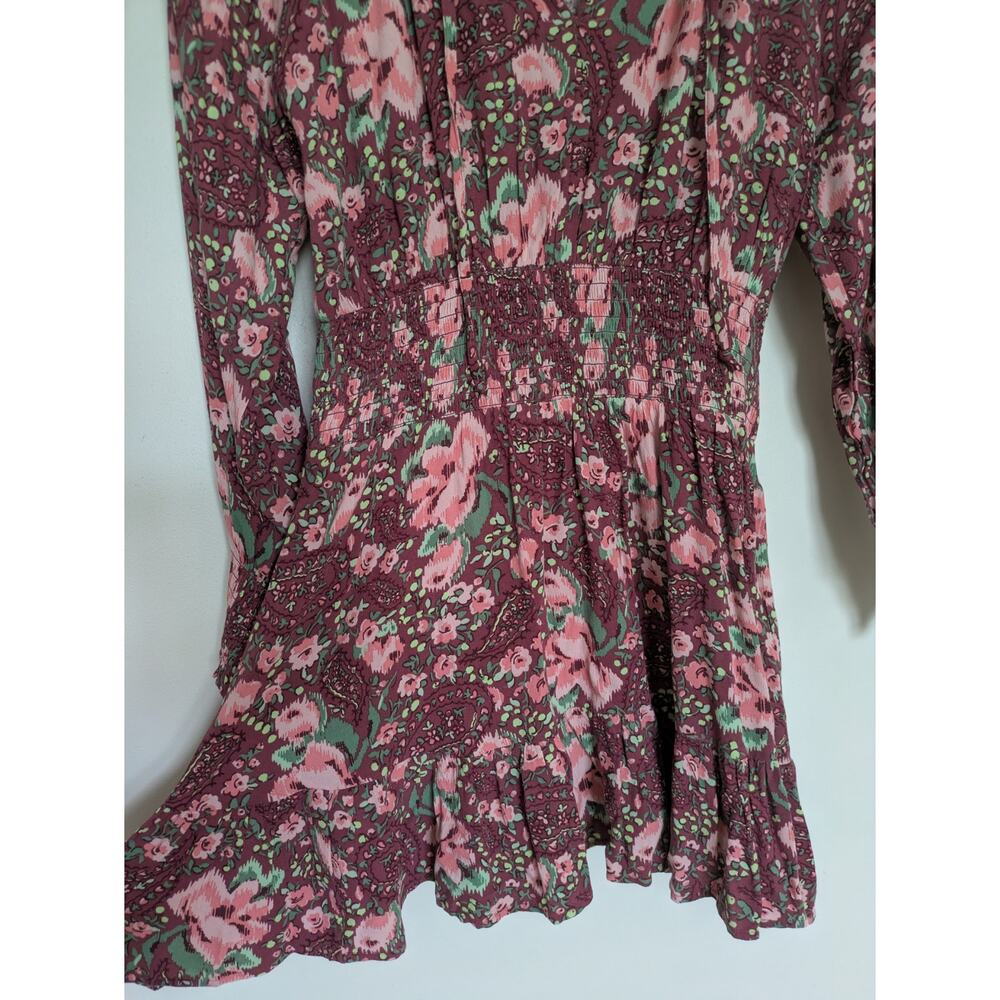 Aerie Long Sleeve Ruffle Floral Mini Boho Dress - Picture 3 of 5
